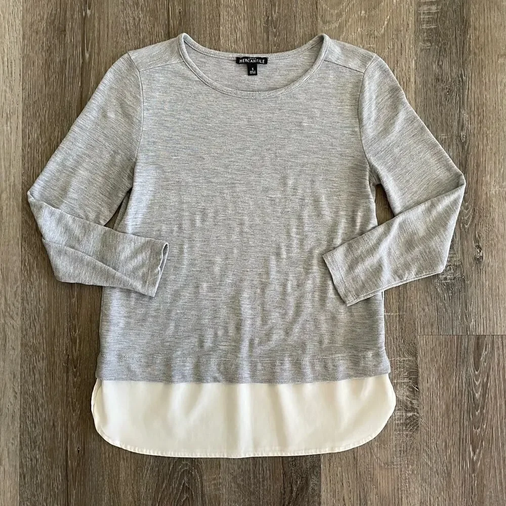 J.Crew Mercantile Light Heathered Gray Long Sleeve Top - Size: Small